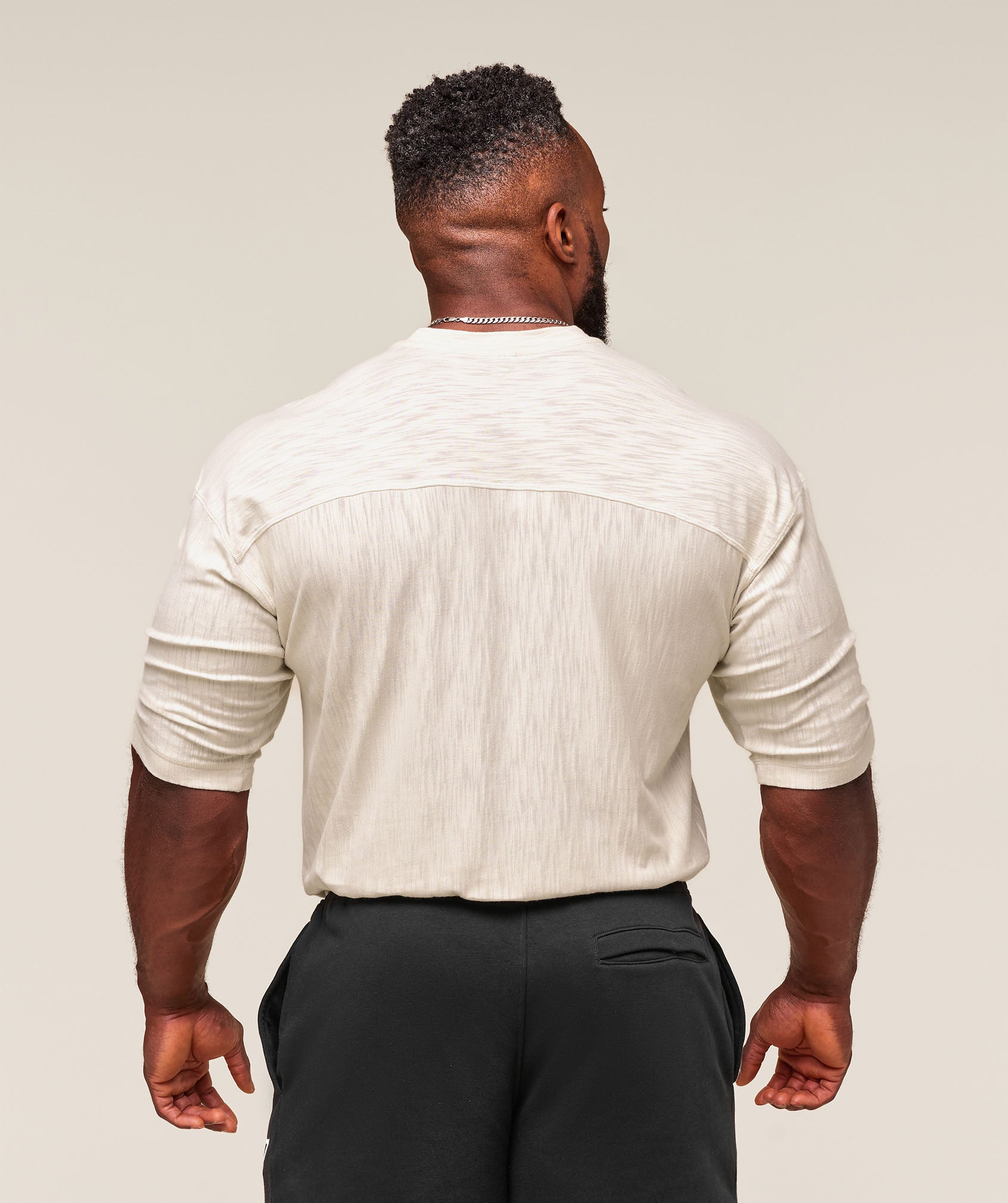 Gymshark Lightweight Slub Textured 3/4 Henley Oat White
