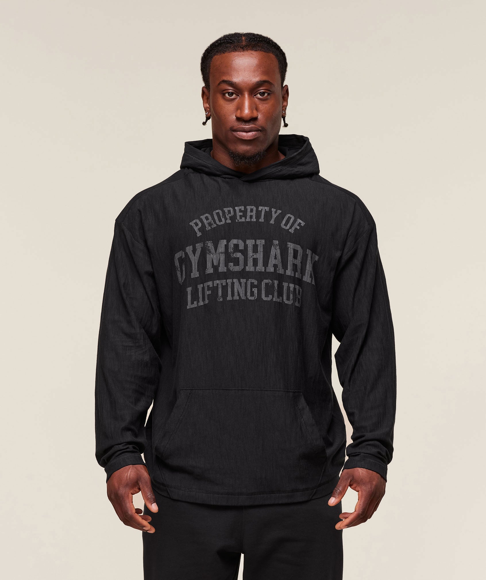 Gymshark Lightweight Slub Textured Hoodie Black