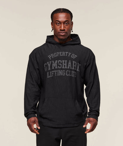 Gymshark Lightweight Slub Textured Hoodie Black