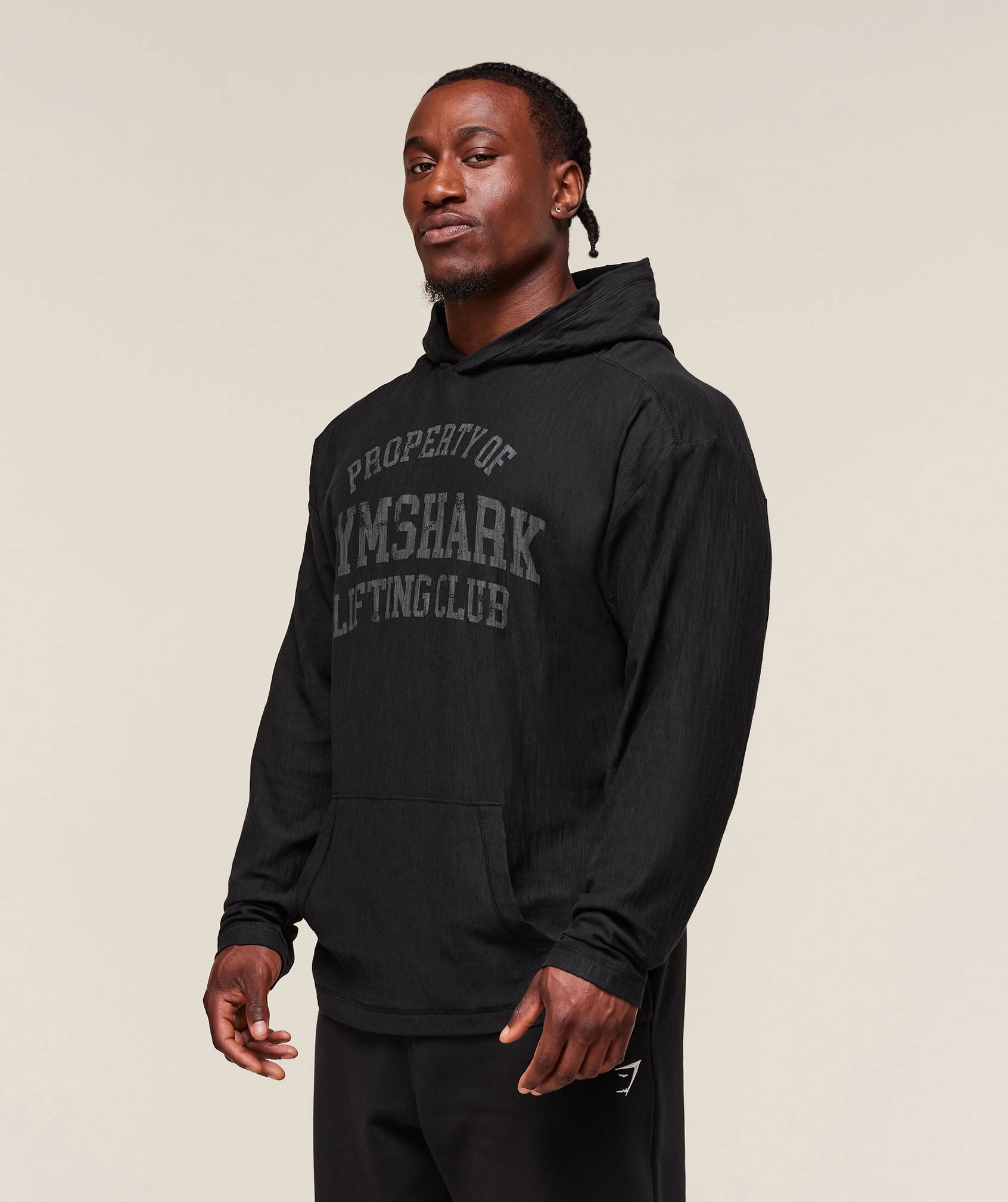 Gymshark Lightweight Slub Textured Hoodie Black