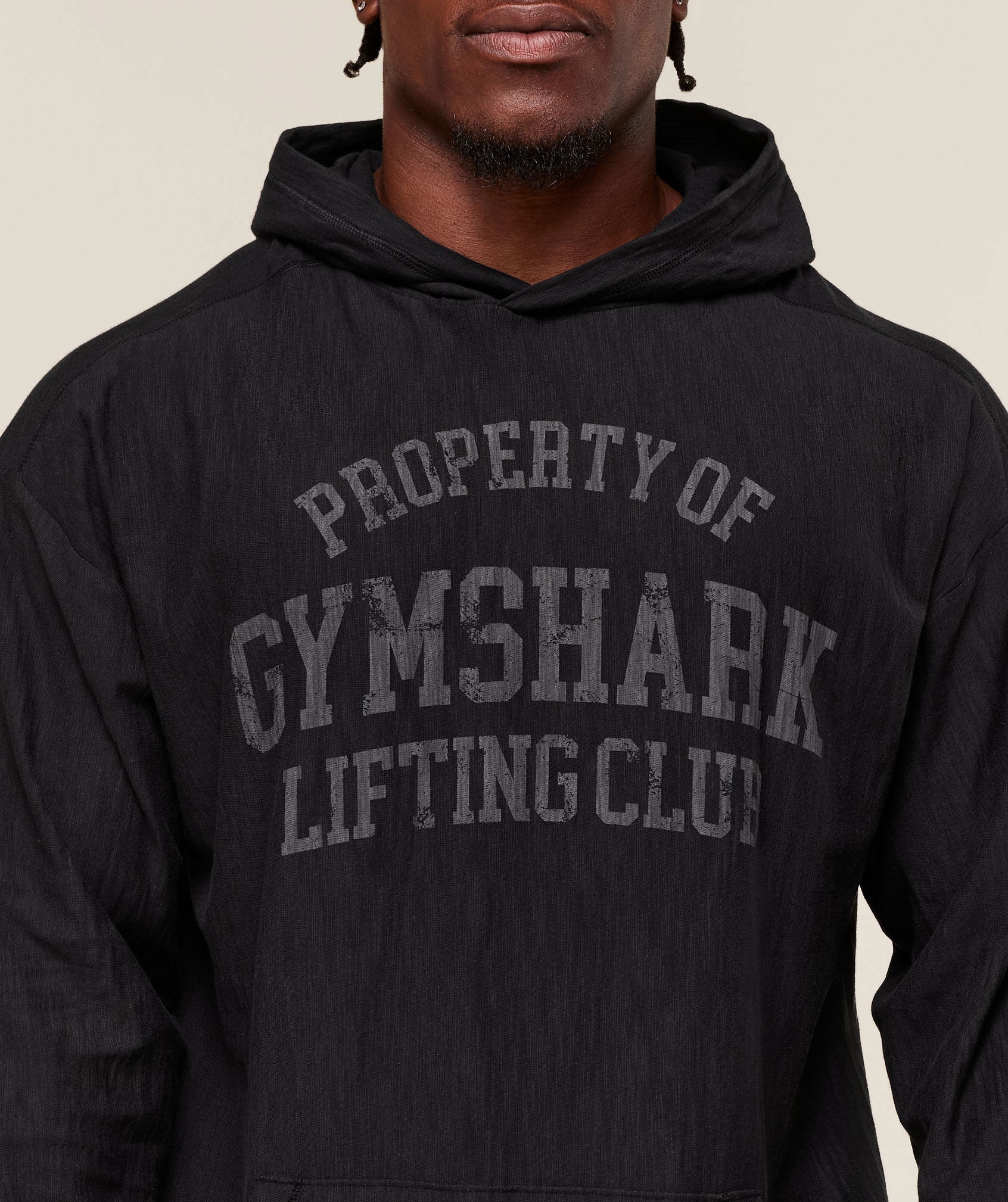Gymshark Lightweight Slub Textured Hoodie Black