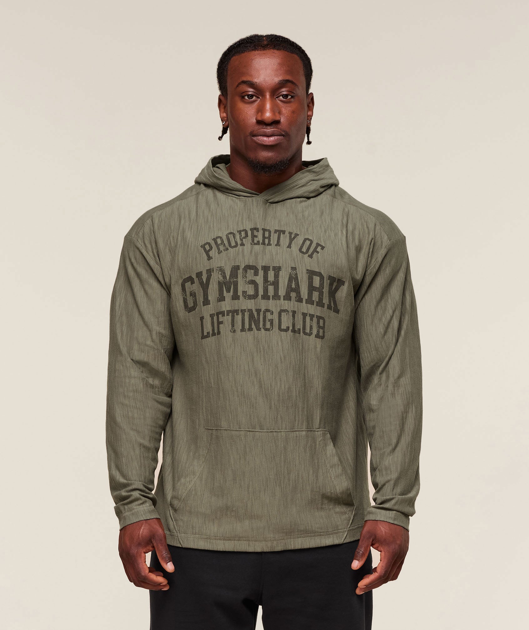 Gymshark Lightweight Slub Textured Hoodie Utility Green