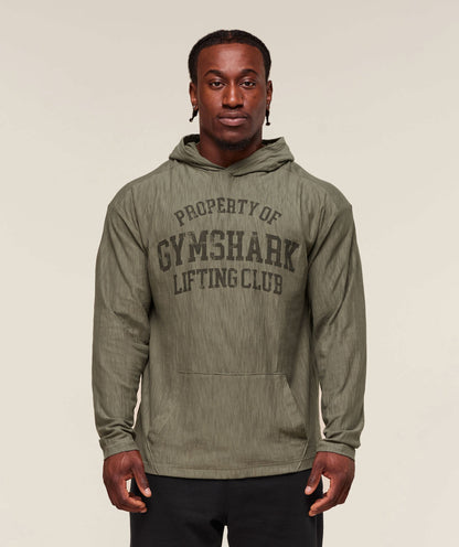 Gymshark Lightweight Slub Textured Hoodie Utility Green