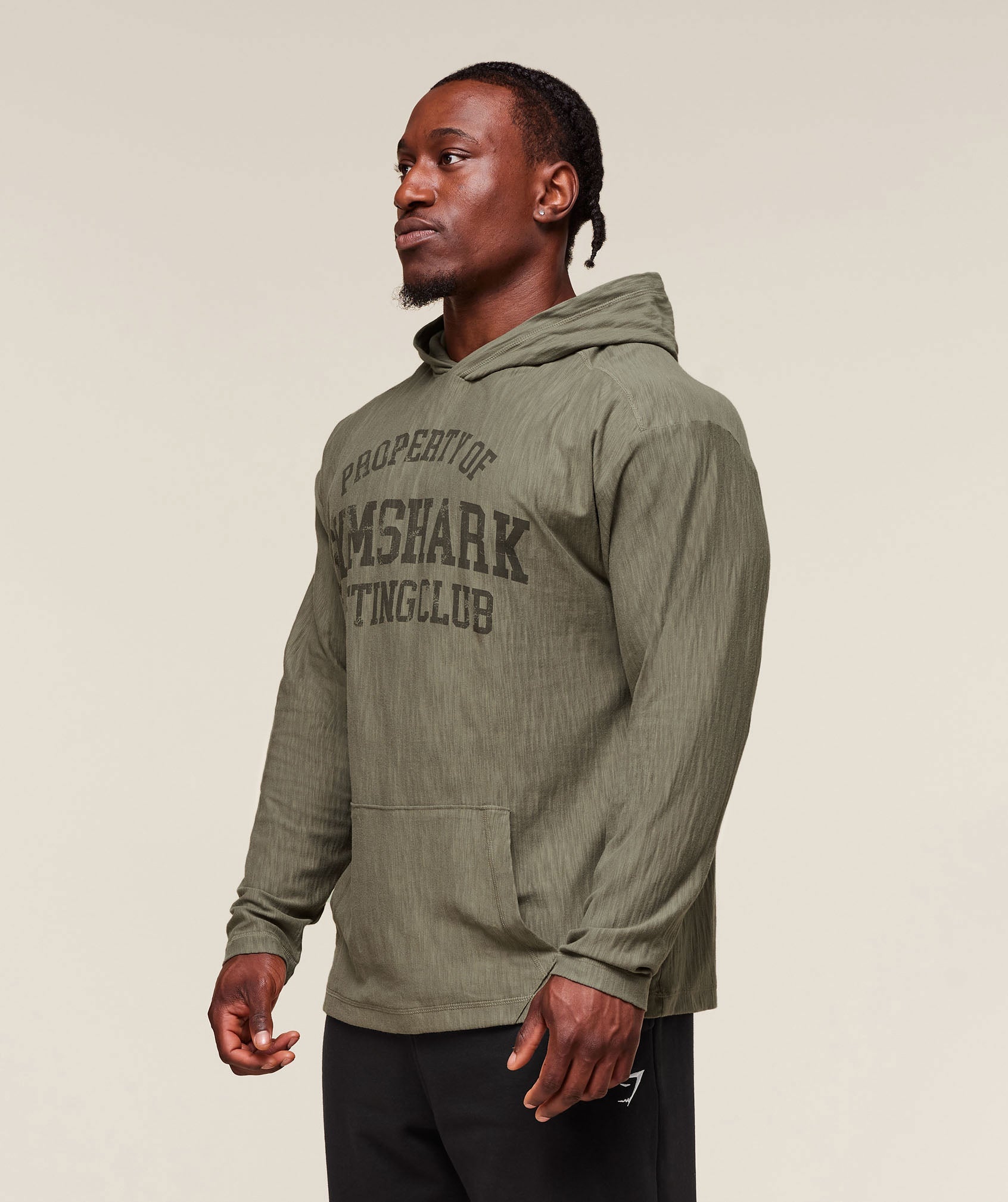 Gymshark Lightweight Slub Textured Hoodie Utility Green