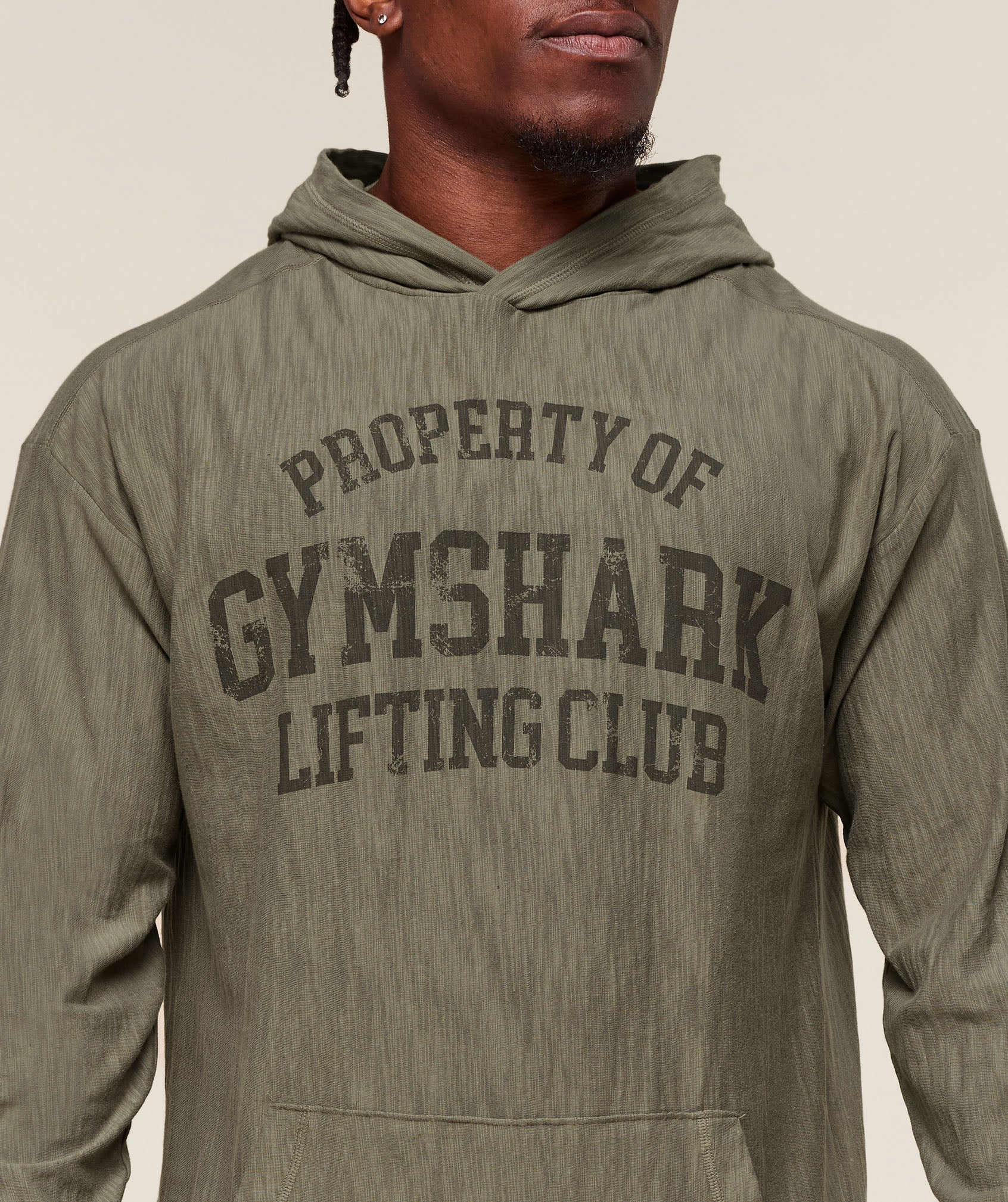 Gymshark Lightweight Slub Textured Hoodie Utility Green