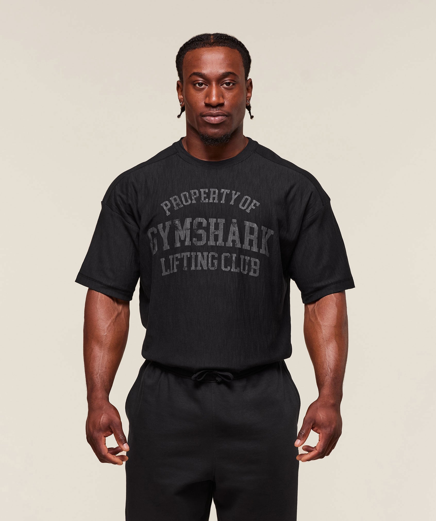 Gymshark Lightweight Slub Textured T-Shirt Black
