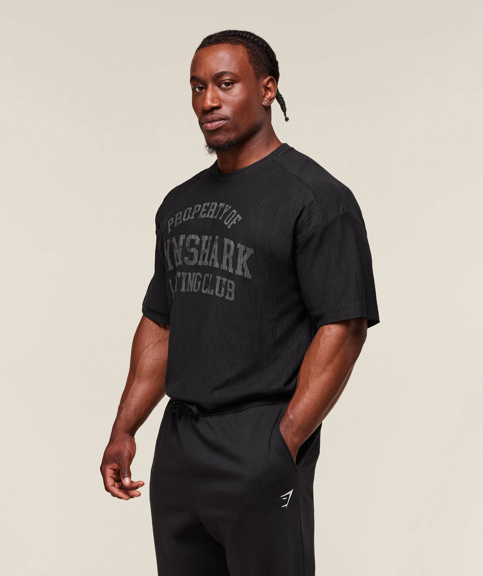 Gymshark Lightweight Slub Textured T-Shirt Black