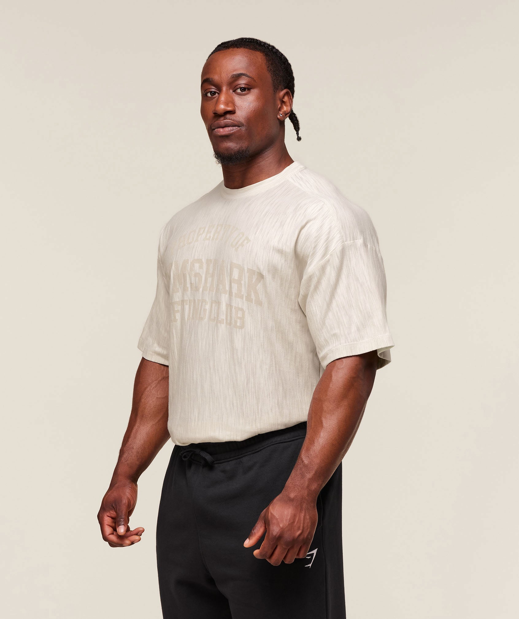 Gymshark Lightweight Slub Textured T-Shirt Oat White