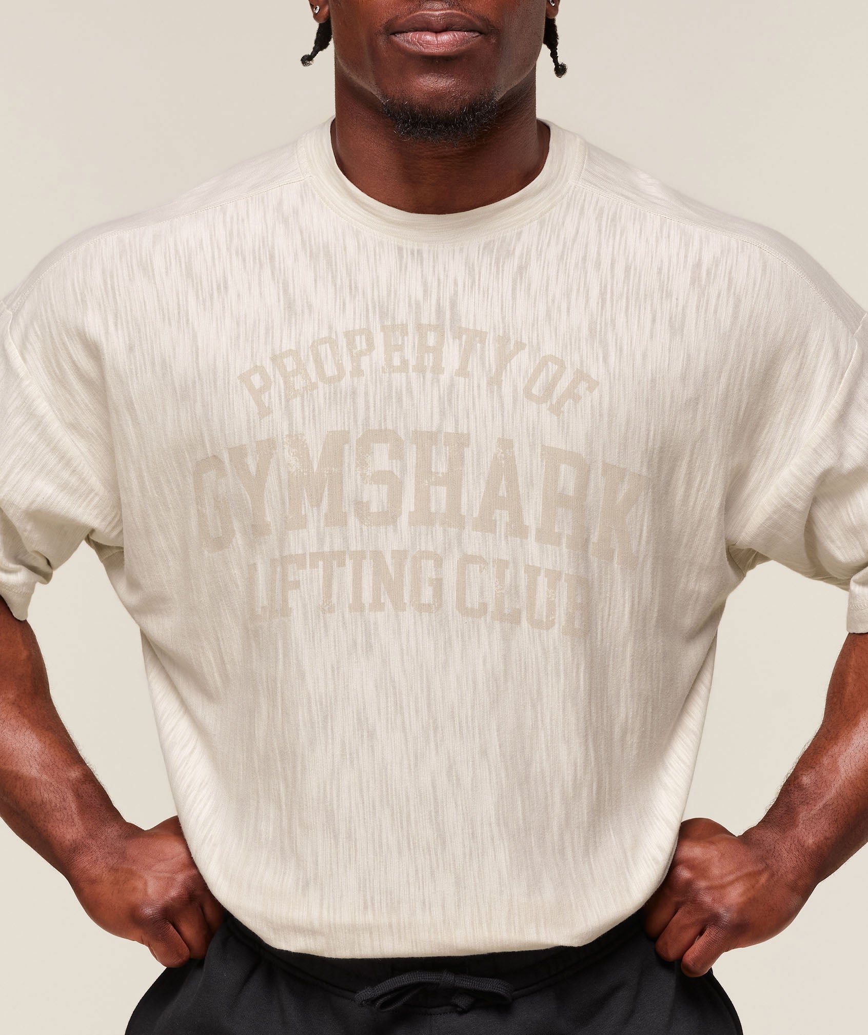 Gymshark Lightweight Slub Textured T-Shirt Oat White