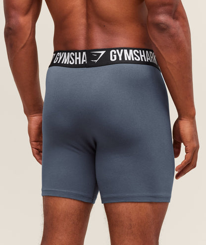 Gymshark Long Boxer Brief 3Pk Denim Grey