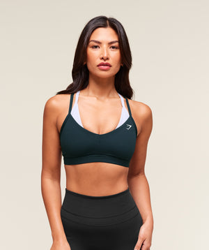 Women's Gymshark Double Up Sports Bra Deep Petrol Blue