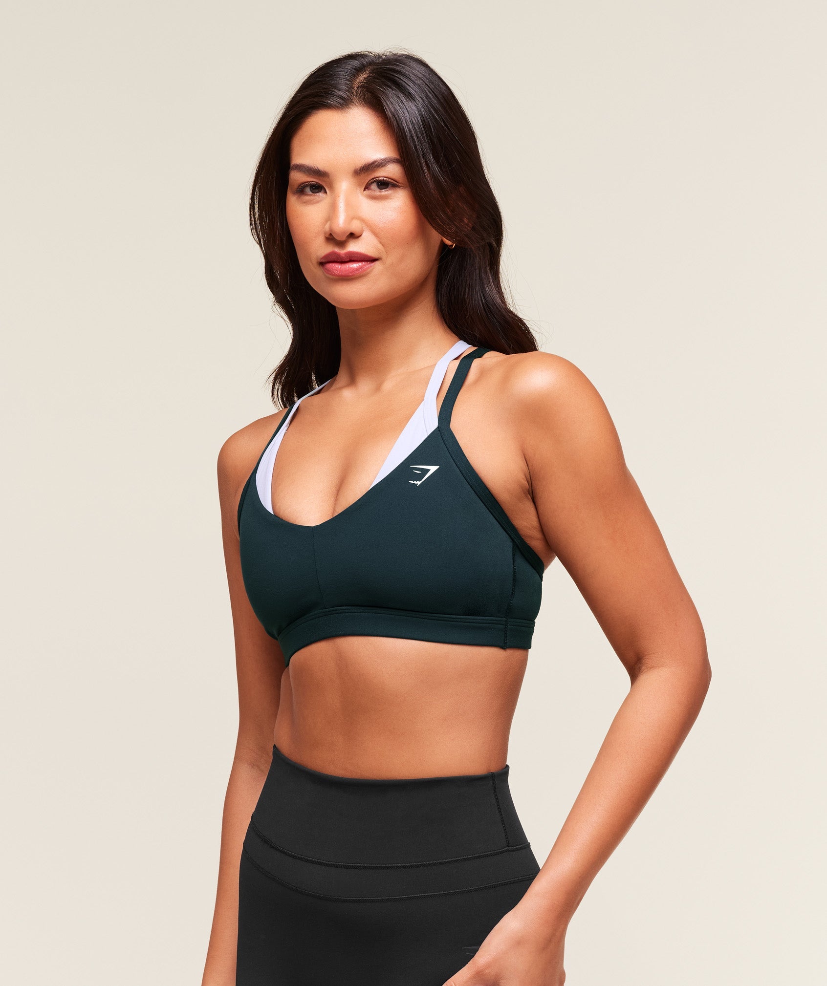 Women's Gymshark Double Up Sports Bra Deep Petrol Blue