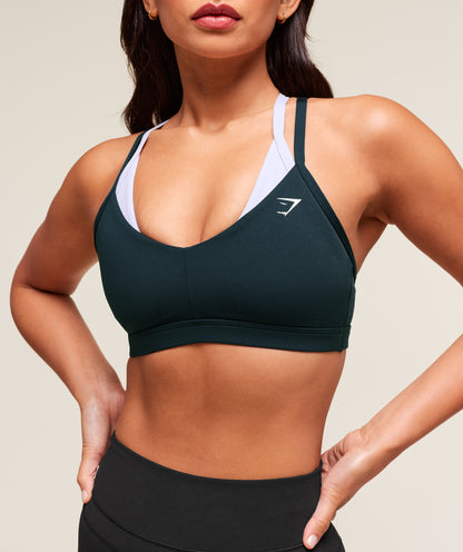 Women's Gymshark Double Up Sports Bra Deep Petrol Blue