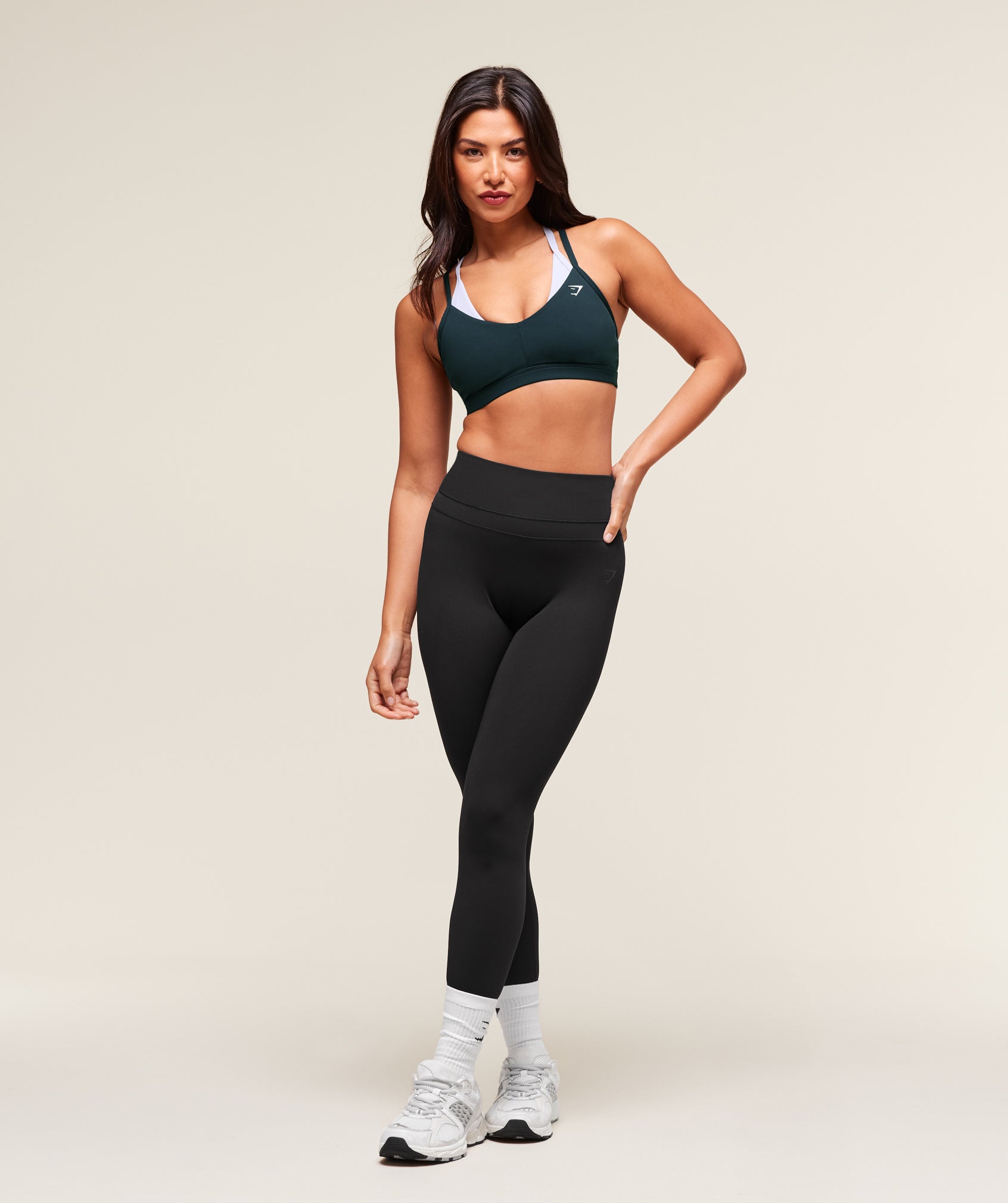 Women's Gymshark Double Up Sports Bra Deep Petrol Blue