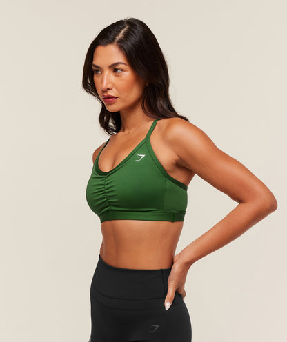 Women's Gymshark Ruched Sports Bra Athletic Green