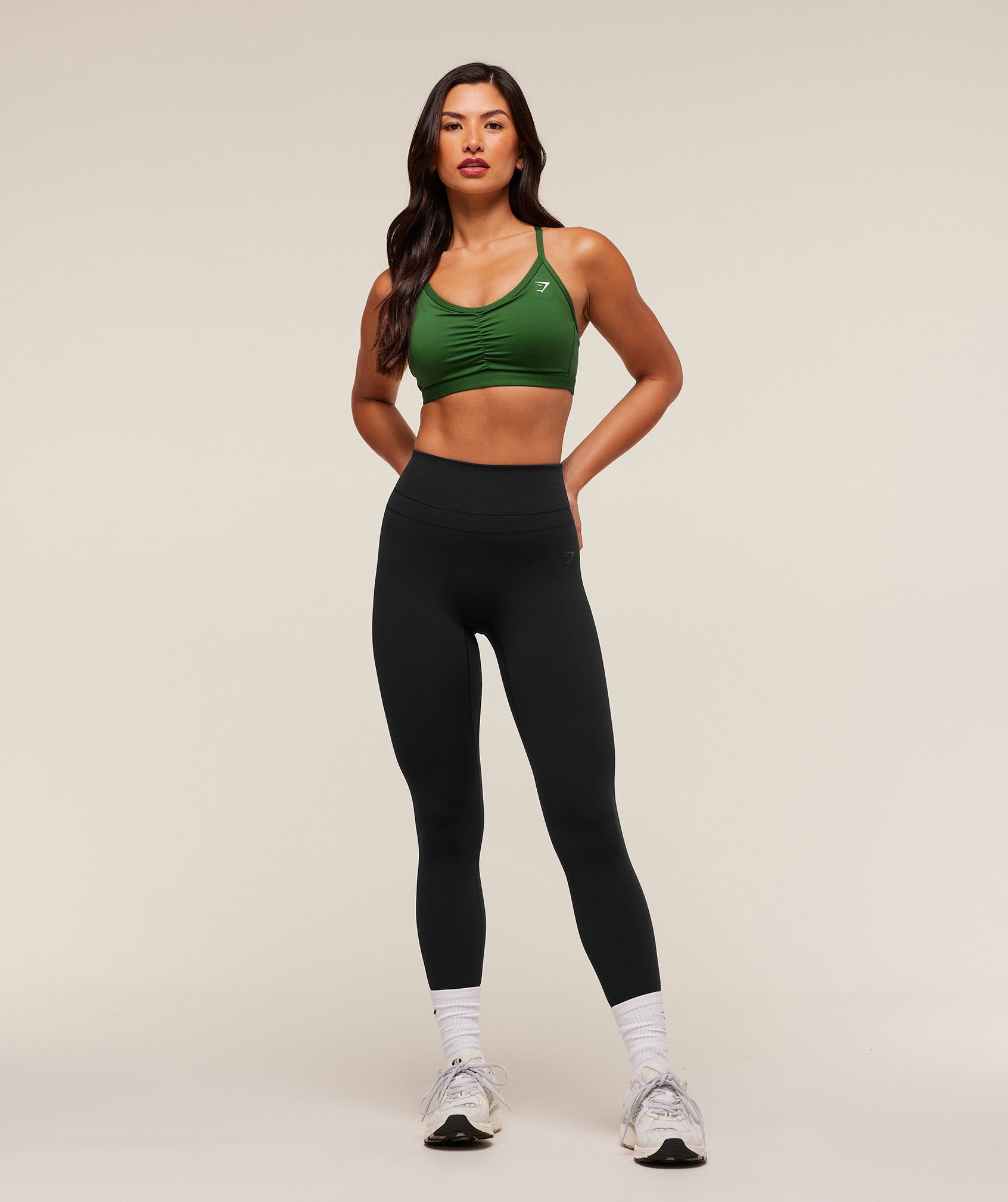 Women's Gymshark Ruched Sports Bra Athletic Green