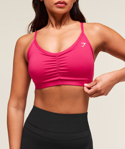 Women's Gymshark Ruched Sports Bra Build Pink