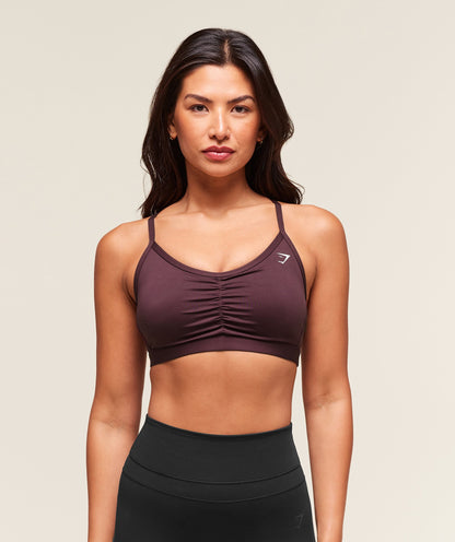 Women's Gymshark Ruched Sports Bra Cherry Purple
