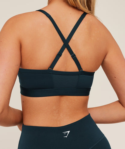 Women's Gymshark Ruched Sports Bra Deep Petrol Blue
