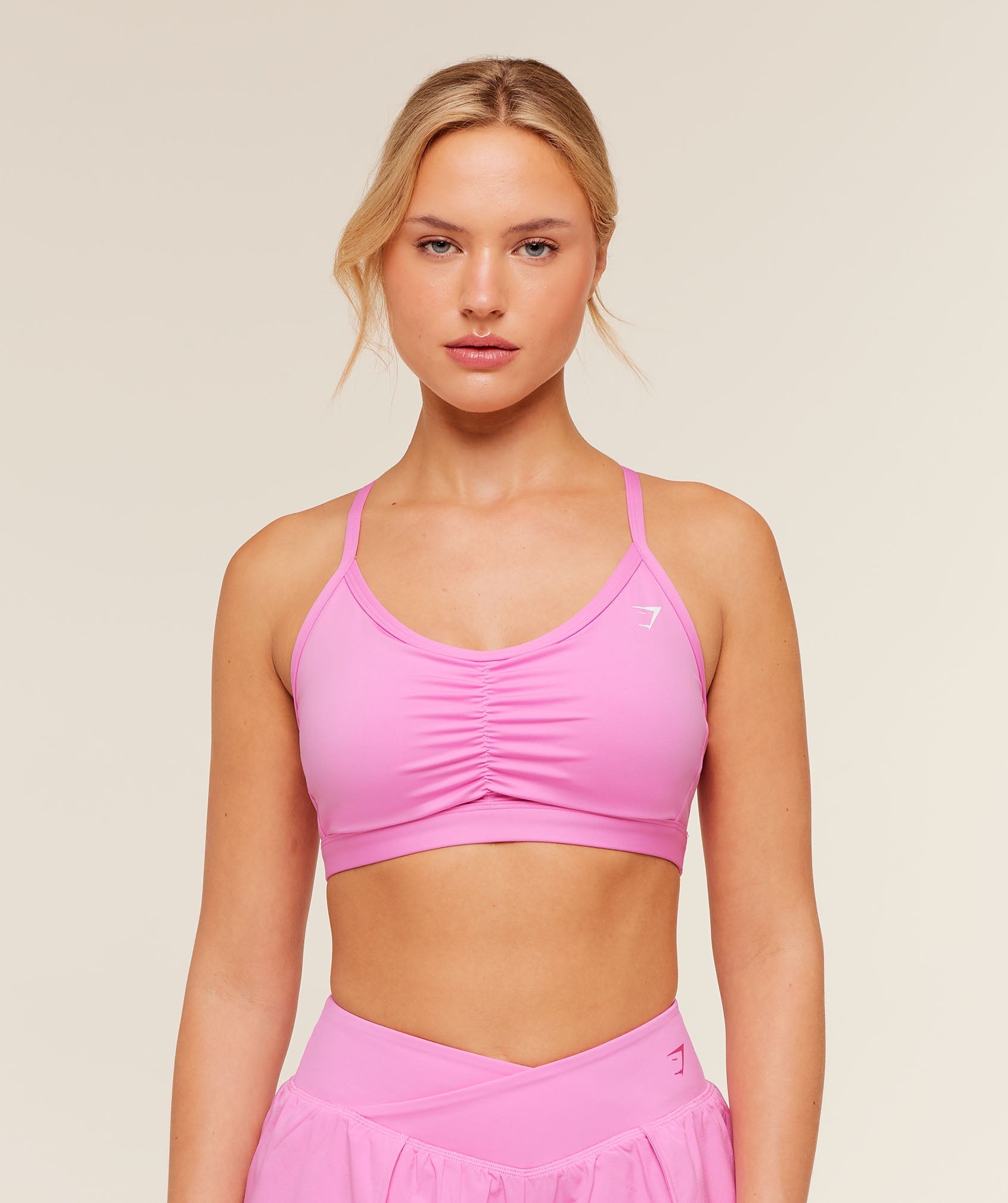 Women's Gymshark Ruched Sports Bra Focus Pink