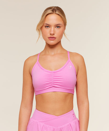 Women's Gymshark Ruched Sports Bra Focus Pink