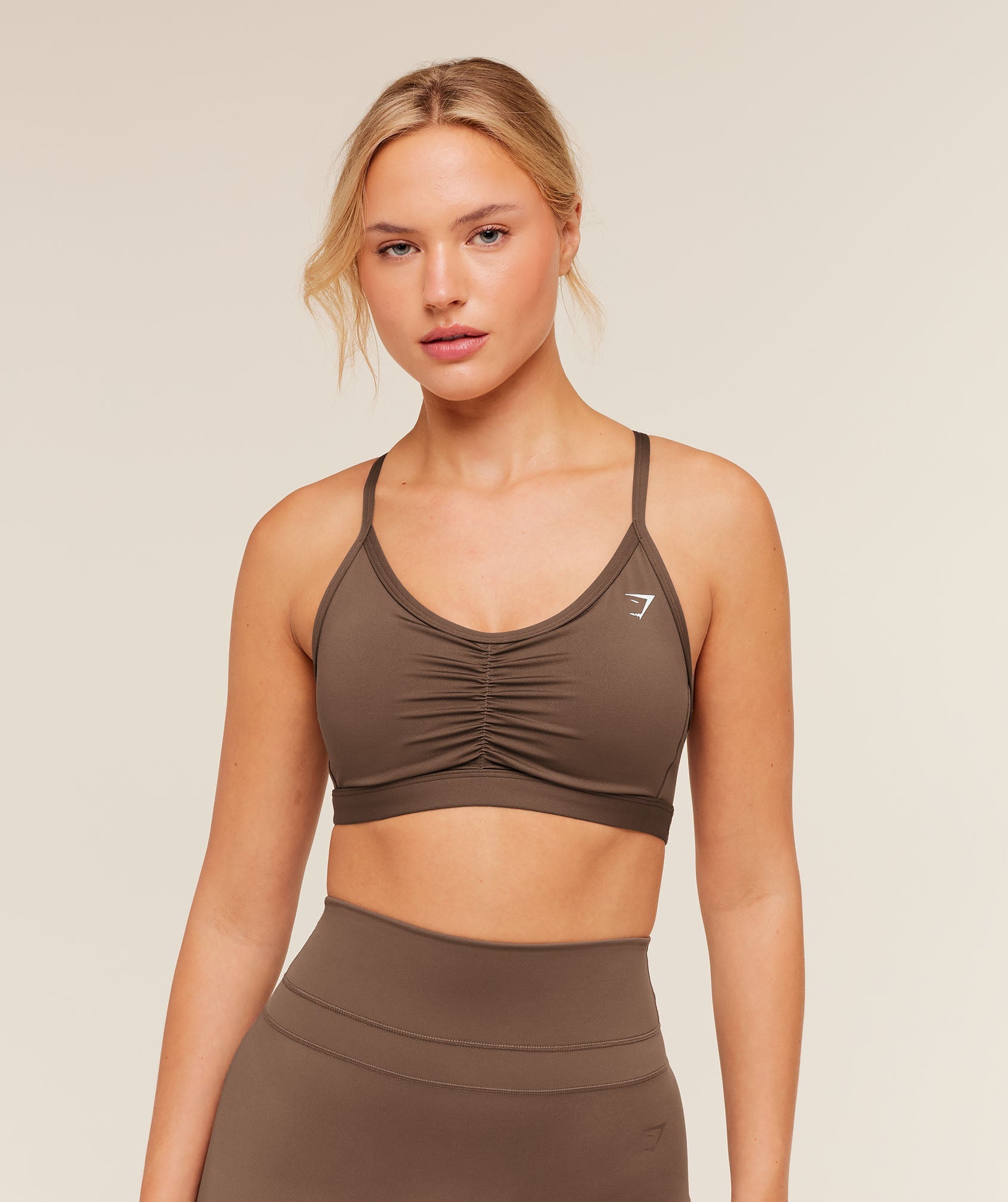 Women's Gymshark Ruched Sports Bra Soft Brown