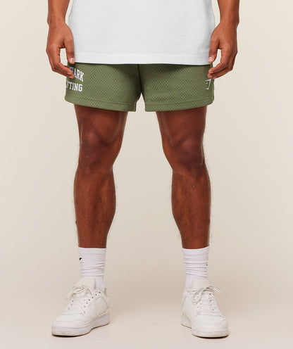 Gymshark Lifting Mesh 5" Shorts Gs Grounded Green