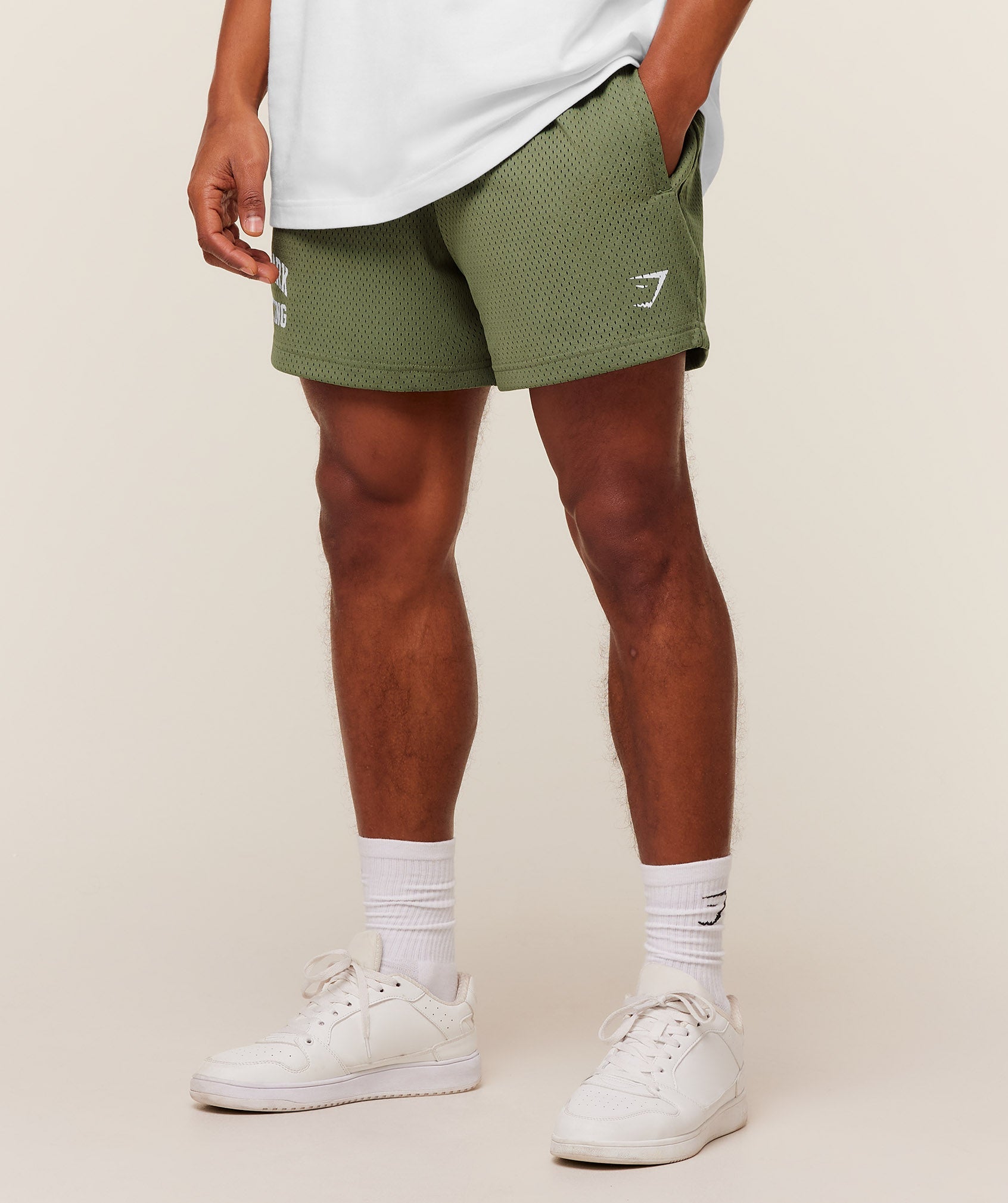 Gymshark Lifting Mesh 5" Shorts Gs Grounded Green