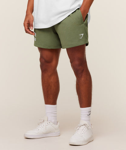 Gymshark Lifting Mesh 5" Shorts Gs Grounded Green