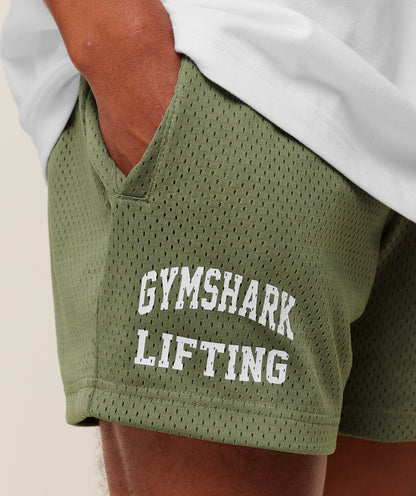 Gymshark Lifting Mesh 5" Shorts Gs Grounded Green