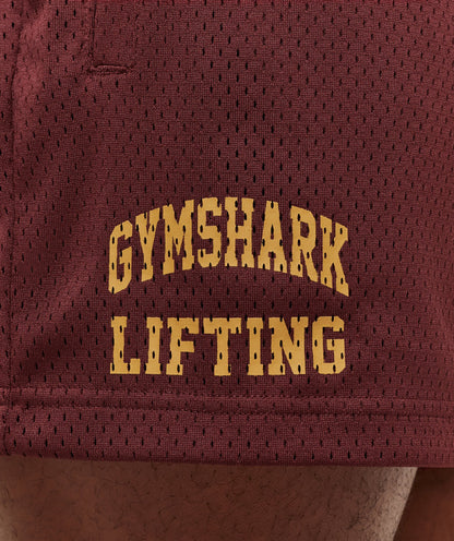 Gymshark Lifting Mesh 5" Shorts Rich Maroon