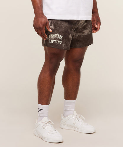 Gymshark Lifting Mesh 5" Shorts Lifestyle Brown