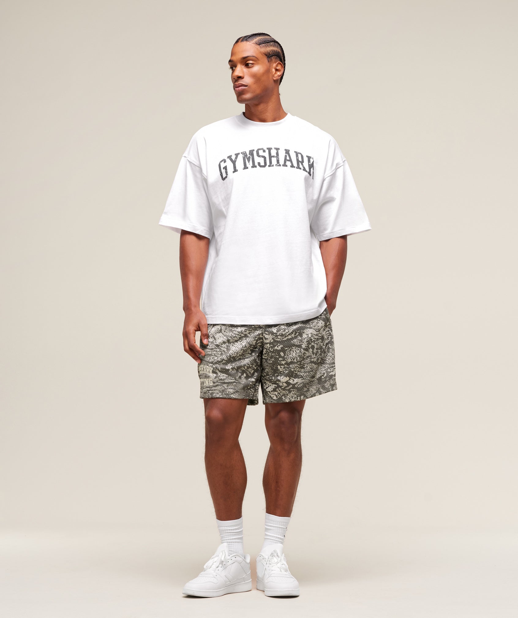 Gymshark Lifting Mesh 5" Shorts Camo Brown