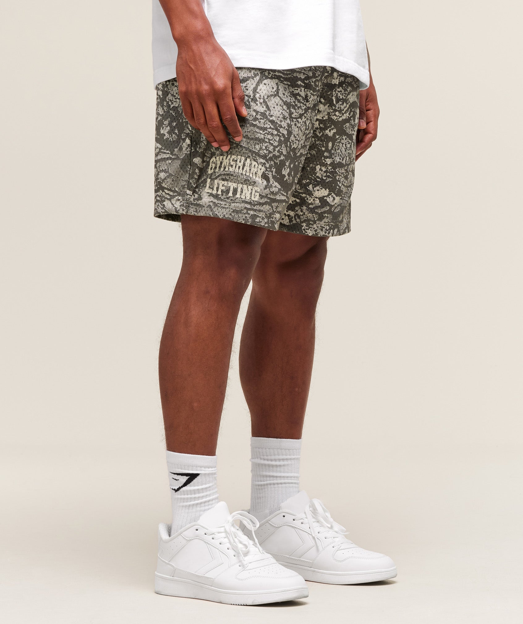 Gymshark Lifting Mesh 5" Shorts Camo Brown