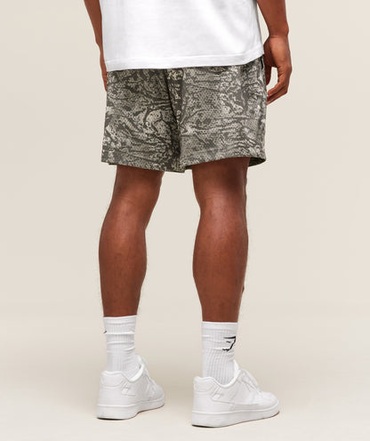 Gymshark Lifting Mesh 5" Shorts Camo Brown
