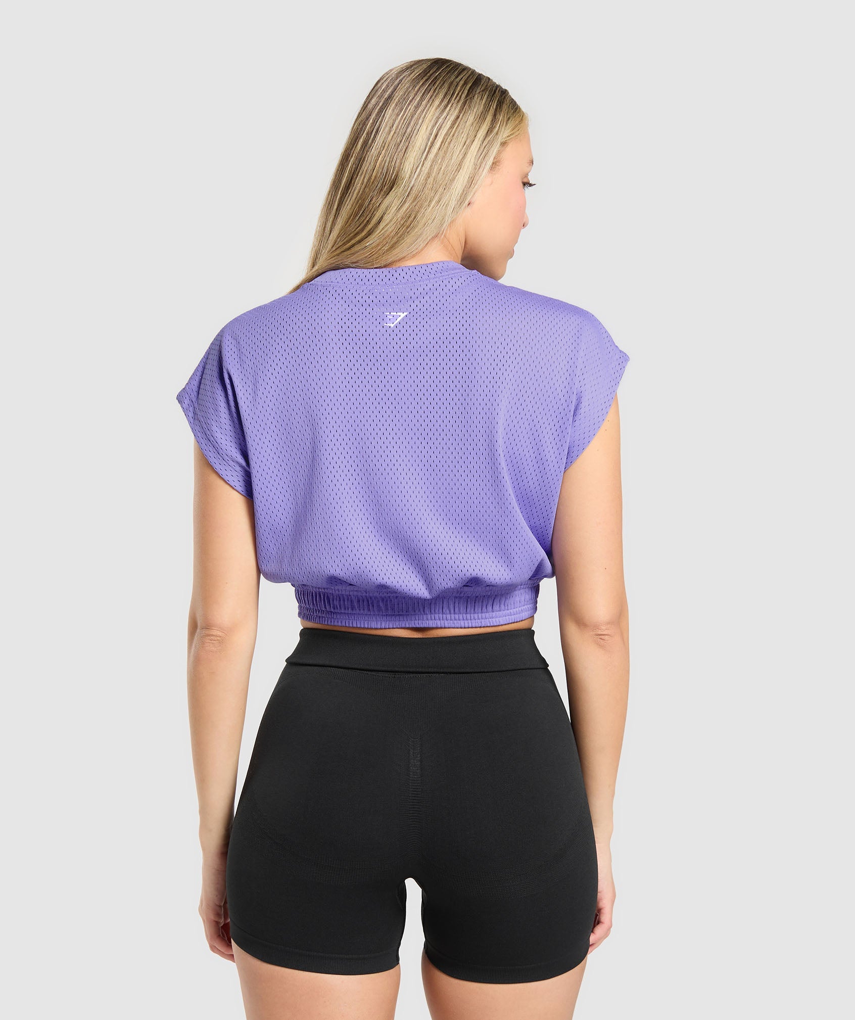 Women's Gymshark Mesh Graphic Crop Top Record Purple
