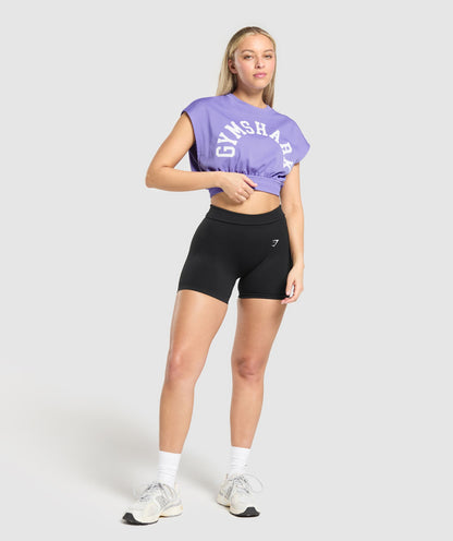 Women's Gymshark Mesh Graphic Crop Top Record Purple
