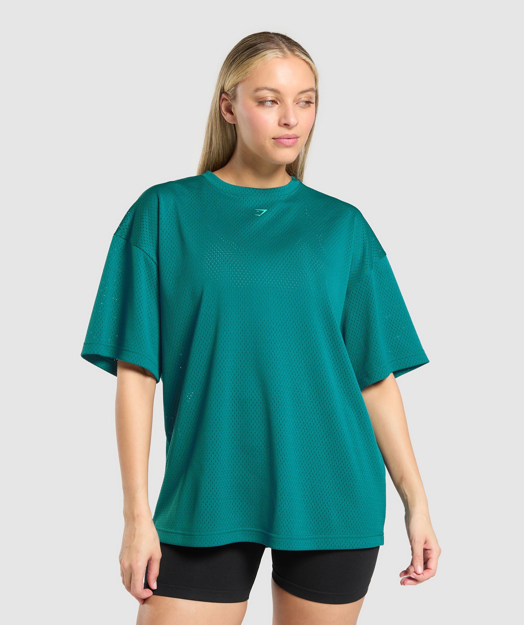 Women's Gymshark Mesh Graphic Oversized T-Shirt Functional Teal