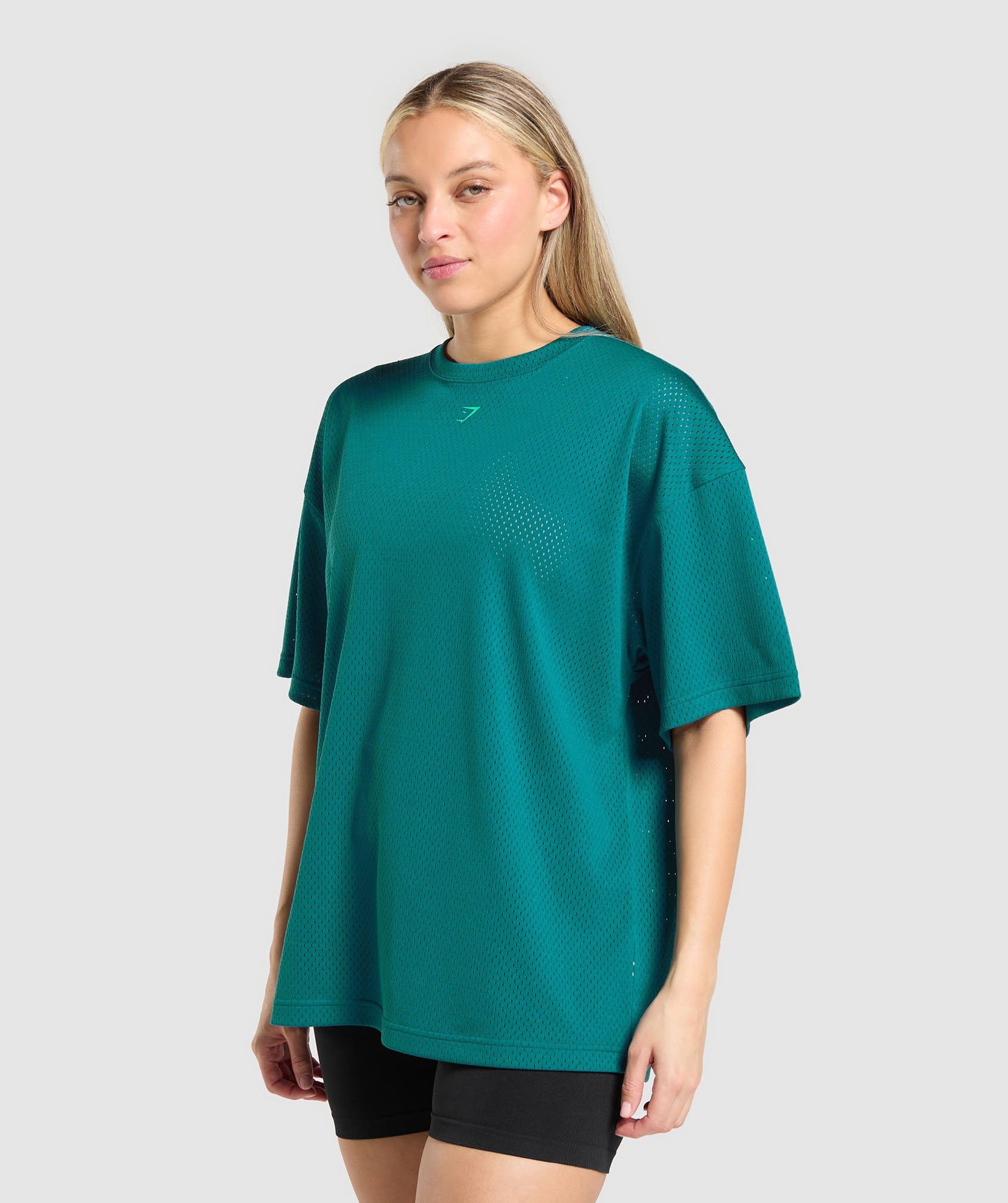 Women's Gymshark Mesh Graphic Oversized T-Shirt Functional Teal