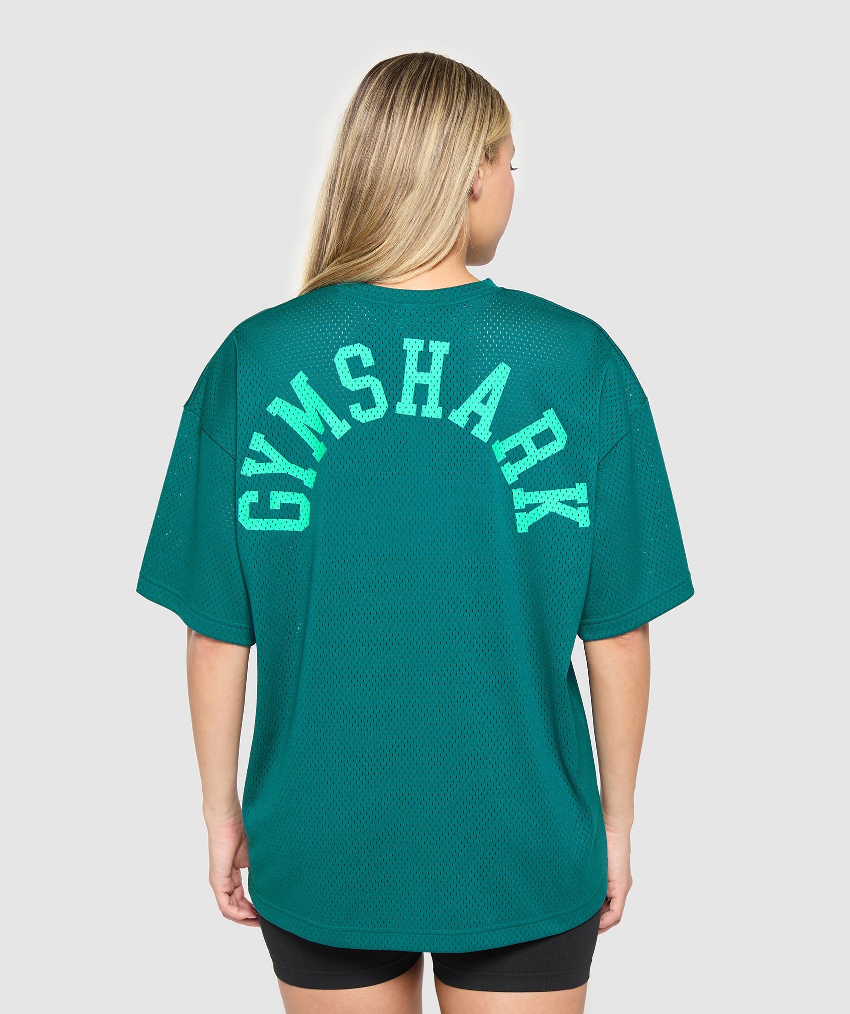 Women's Gymshark Mesh Graphic Oversized T-Shirt Functional Teal