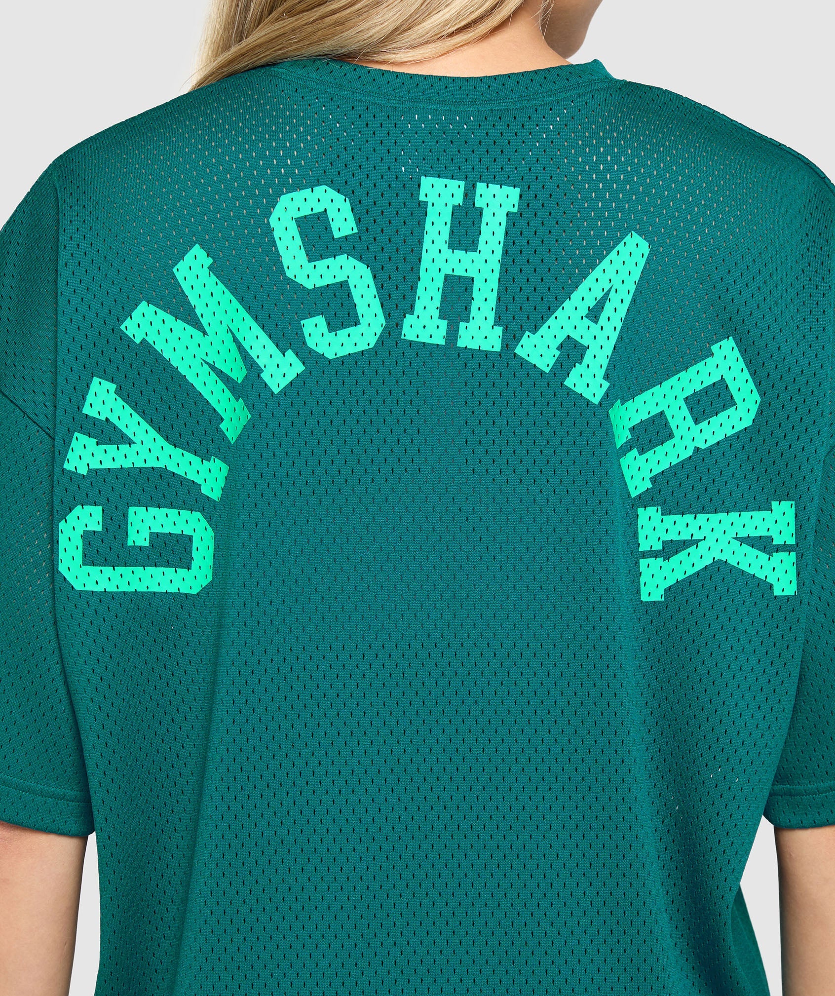 Women's Gymshark Mesh Graphic Oversized T-Shirt Functional Teal