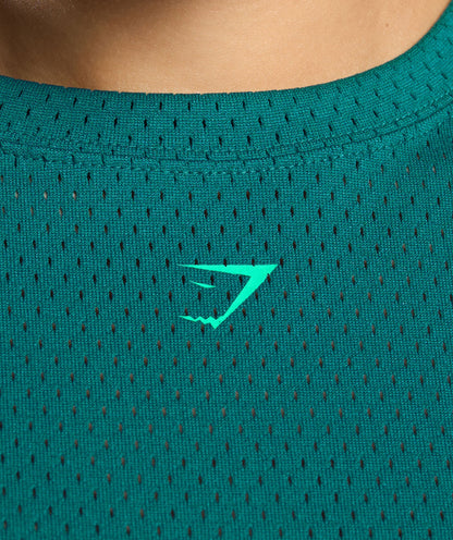 Women's Gymshark Mesh Graphic Oversized T-Shirt Functional Teal