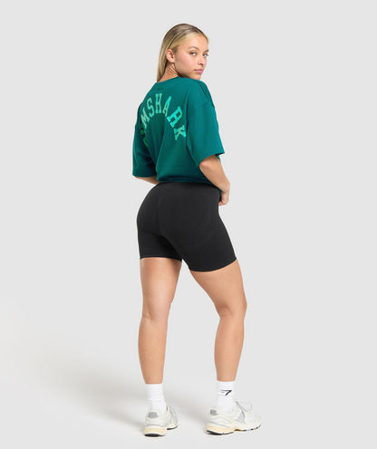 Women's Gymshark Mesh Graphic Oversized T-Shirt Functional Teal