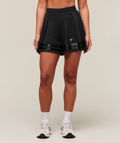 Women's Gymshark Mesh Pleated Shorts Black