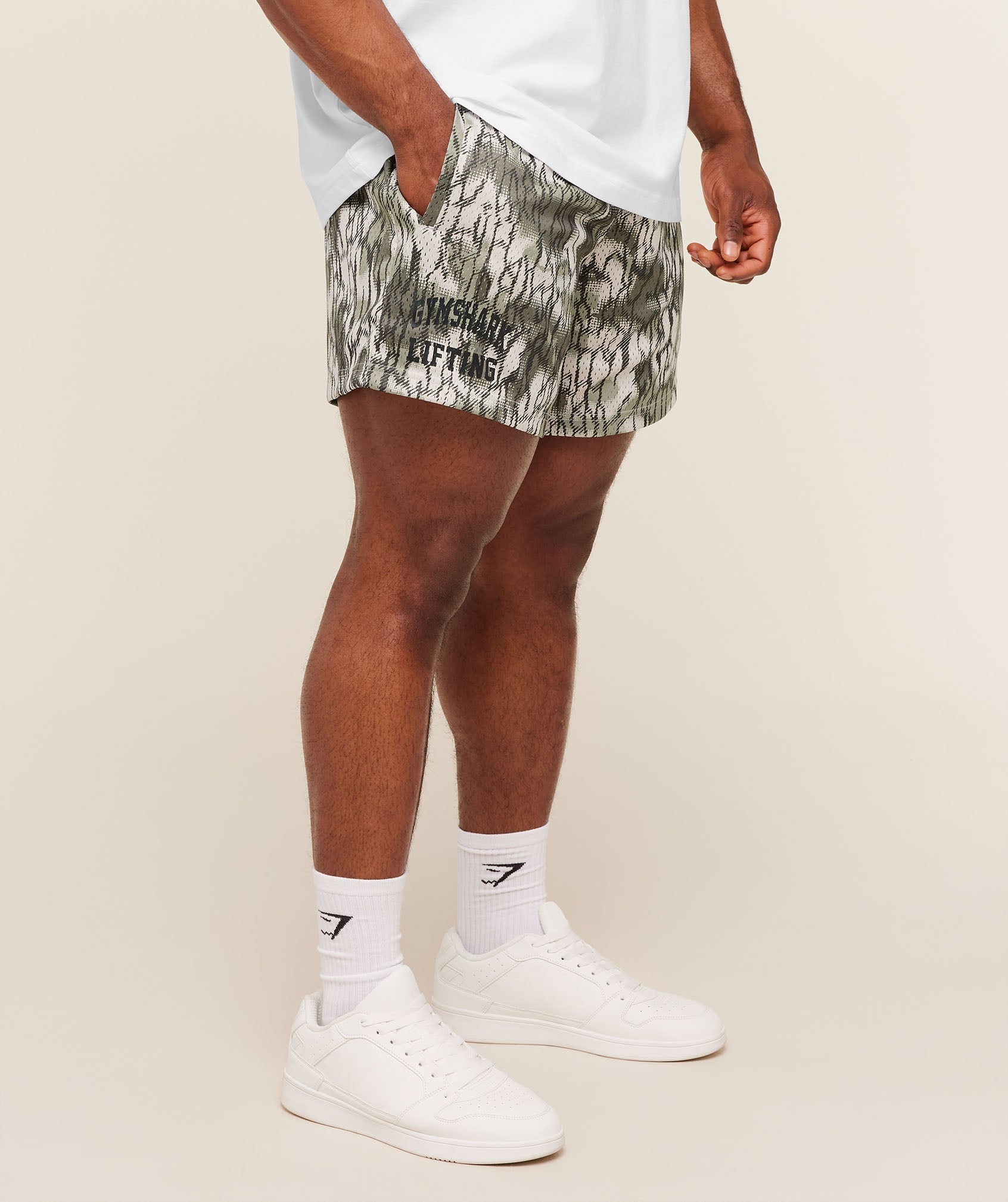 Gymshark Lifting Mesh 5" Shorts Pebble Grey
