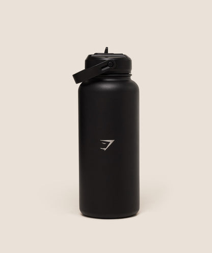 Women's Gymshark Metal Insulated 1L Bottle With Straw Strongwoman Graphic
