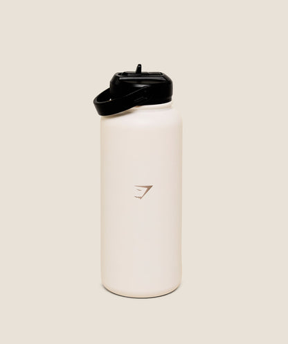 Gymshark Run Club Graphic Metal 1L W Straw Bottle Gs Soft White