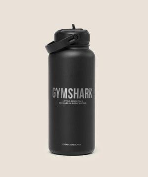 Women's Gymshark Metal Insulated Straw Bottle 1L Black