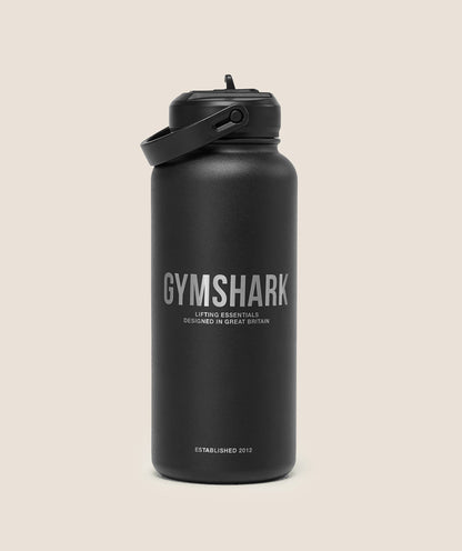 Women's Gymshark Metal Insulated Straw Bottle 1L Black