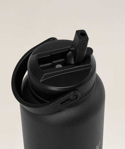 Women's Gymshark Metal Insulated Straw Bottle 1L Black